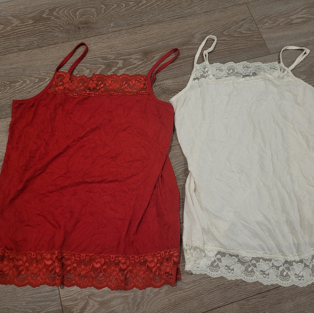 Maurices Plus Size 2 Lace Crinkle Camis